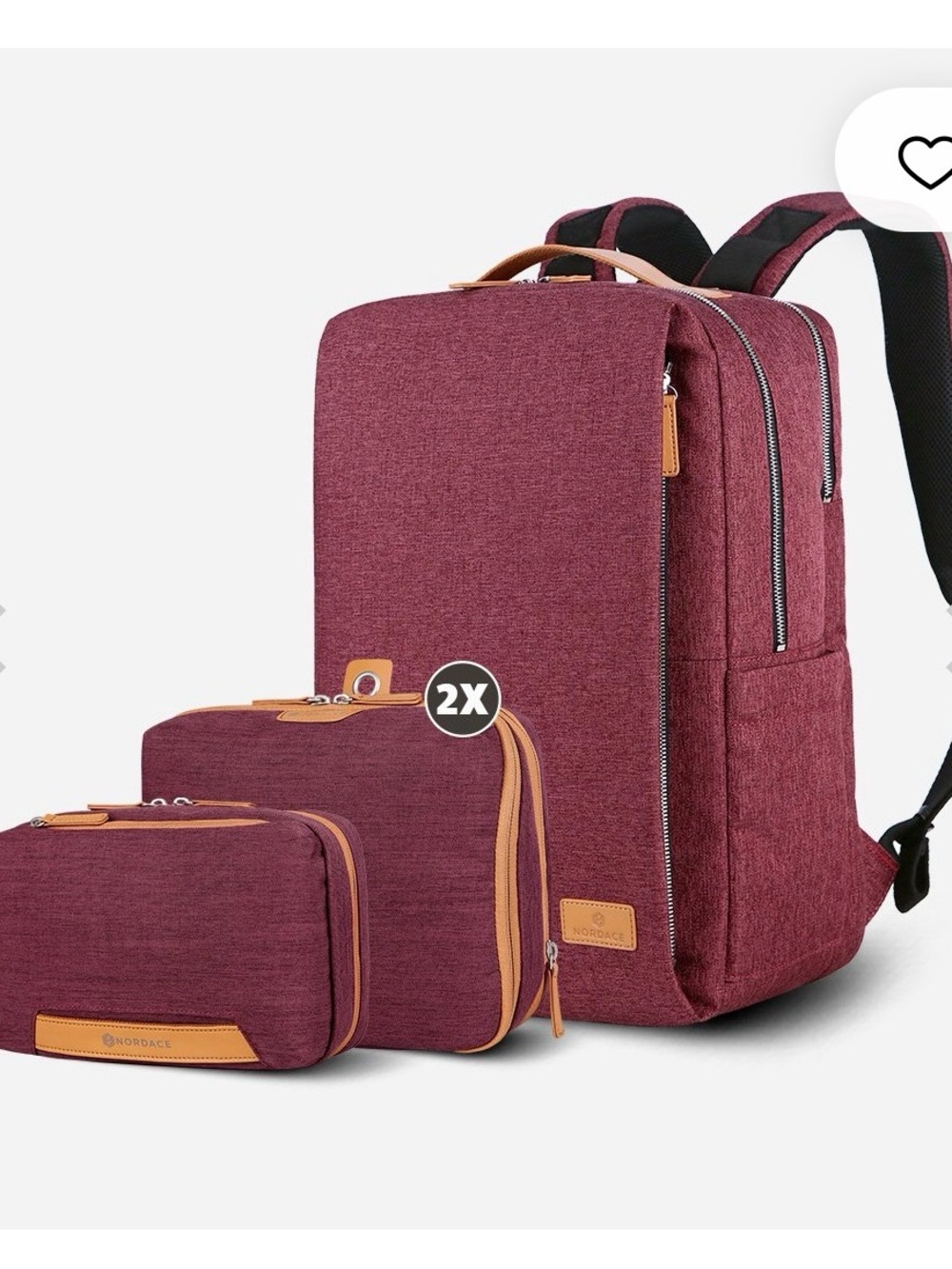 Maroon Travel Backpack Set for Men - 3-Piece